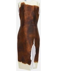 Prada - Vestido Midi En Mezcla De Seda - Lyst