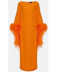 ‎Taller Marmo - Midikleid Del Lago Aus Cady Mit Federn - Lyst