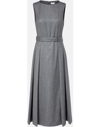 Brunello Cucinelli - Belted Virgin Wool Midi Dress - Lyst