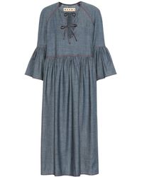 Marni Midikleid aus Baumwolle - Blau