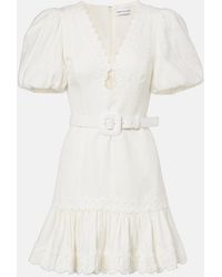 Rebecca Vallance - Kahlia Embroidered Linen-Blend Minidress - Lyst