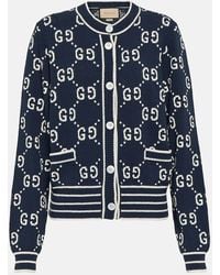 Gucci - Cardigan Aus Gg Baumwolljacquard, Grösse - Lyst