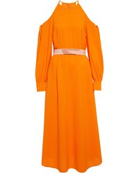 Stella McCartney Crepe Cold Shoulder Midi Dress - Orange