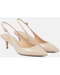 Gianvito Rossi - Ribbon Sling Leather Slingback Pumps - Lyst