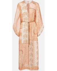 Zimmermann - Lucky Printed Linen Midi Dress - Lyst
