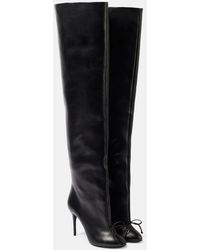 Alaïa - Bow-Detail Leather Over-The-Knee Boots - Lyst