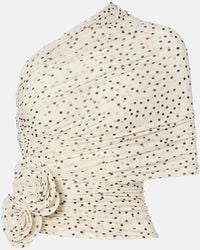 Magda Butrym - Draped Floral-Applique Polka-Dot Top - Lyst