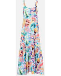 Etro - Bedrucktes Maxikleid Aus Baumwolle Und Seide - Lyst
