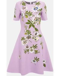 Oscar de la Renta - Floral Jacquard Knit Minidress - Lyst