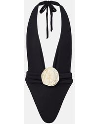 SAME - Rose V Floral-Applique Swimsuit - Lyst
