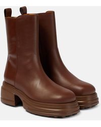 Tod's - Leather Platform Ankle Boots - Lyst