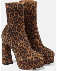 Gianvito Rossi - Leopard-print Suede Platform Ankle Boots - Lyst