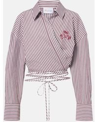 The Attico - Striped Cotton Wrap Top - Lyst
