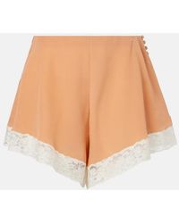 Chloé - Lace-Trimmed Silk Shorts - Lyst