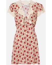 RIXO London - Lacie Lace-Trimmed Floral Minidress - Lyst