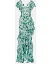 McQueen - Printed Ruffled Silk Crepe De Chine Gown - Lyst