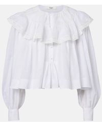 Chloé - Lace-Trimmed Cotton Voile Blouse - Lyst