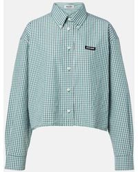 Miu Miu - Camisa Cropped De Algodon A Cuadros - Lyst