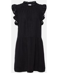Velvet - Grace Lace-Trimmed Cotton Minidress - Lyst