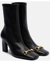 Gucci - Signora Horsebit Leather Ankle Boots - Lyst