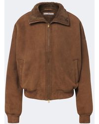 Acne Studios - Shearling-Lined Suede Bomber Jacket - Lyst