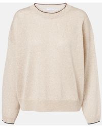 Brunello Cucinelli - Pullover Aus Einem Leinengemisch Mit Pailletten - Lyst