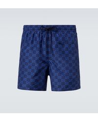 Gucci - Gg Supreme Web Stripe Swim Trunks - Lyst