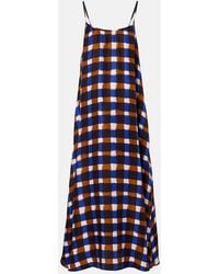 Asceno - Napoli Checked Silk Twill Maxi Dress - Lyst