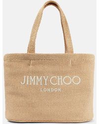 Jimmy Choo - Beach Logo Raffia Tote Bag - Lyst