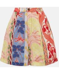 Etro - Printed Denim Shorts - Lyst