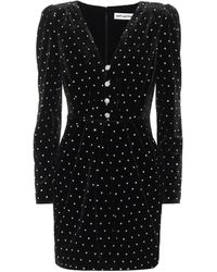 Self-Portrait Verziertes Minikleid aus Samt - Schwarz