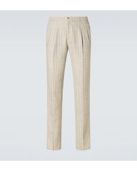 Rubinacci - Striped Linen And Wool Slim Pants - Lyst
