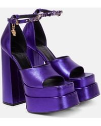 Versace - Medusa Aevitas Leather Platform Sandals - Lyst