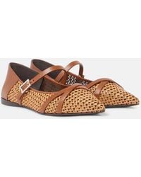 Max Mara - Woven Leather-Trimmed Mary Jane Flats - Lyst