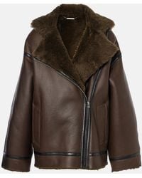 Nour Hammour - Jacqueline Shearling-Trimmed Leather Jacket - Lyst