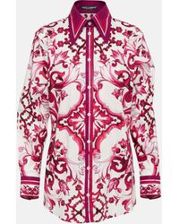 Dolce & Gabbana - Majolica-Print Poplin Shirt - Lyst