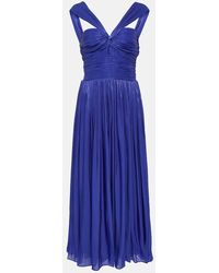 Costarellos - Twist-front Pleated Metallic Crepon Gown - Lyst