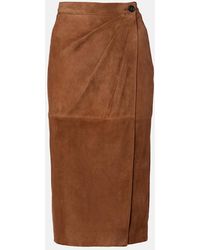 Max Mara - Jerez Gathered Suede Pencil Skirt - Lyst