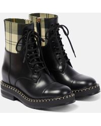 Chloé - X Barbour Lace-up Leather Ankle Boots - Lyst