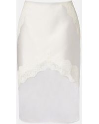 Jil Sander - Lace-Trimmed Satin Midi Skirt - Lyst