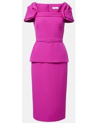 Safiyaa - Belted Peplum Midi Dress - Lyst