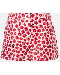 Versace - Silk Shorts With Strawberry Garden Print - Lyst