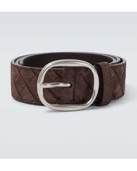Bottega Veneta - Guertel Intrecciato Aus Veloursleder - Lyst