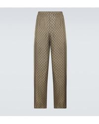 Gucci - Gg Silk Twill Straight Pants - Lyst