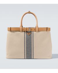 Prada - Tote Bag Buckle Aus Canvas Mit Leder - Lyst