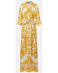 Dolce & Gabbana - Majolica Silk Twill Maxi Dress - Lyst