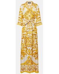 Dolce & Gabbana - Majolica Silk Twill Maxi Dress - Lyst