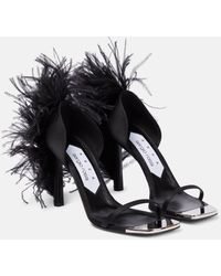 Area - X Sergio Rossi Amazona Feather-trimmed Sandals - Lyst