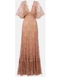 Elie Saab - Robe Longue En Dentelle A Fleurs - Lyst