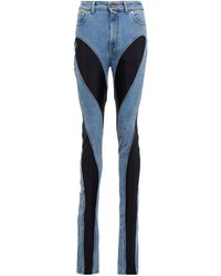 Mugler Skinny Jeans aus Denim und Jersey - Blau